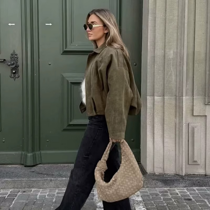 Fiora | Suede Bomber Jacket