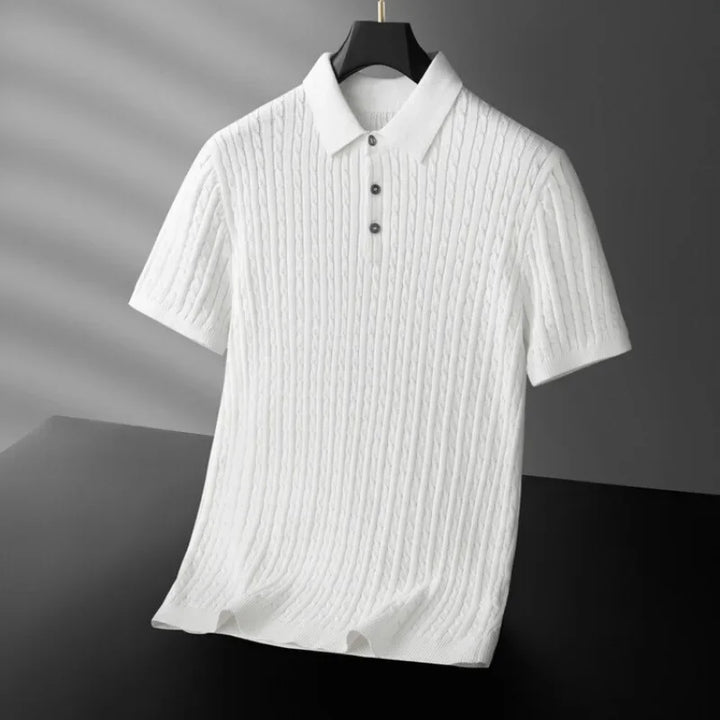 Loric | Men’s Cable-Knit Polo Shirt