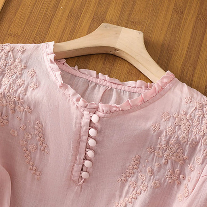 Sue | Floral Button-Front Blouse