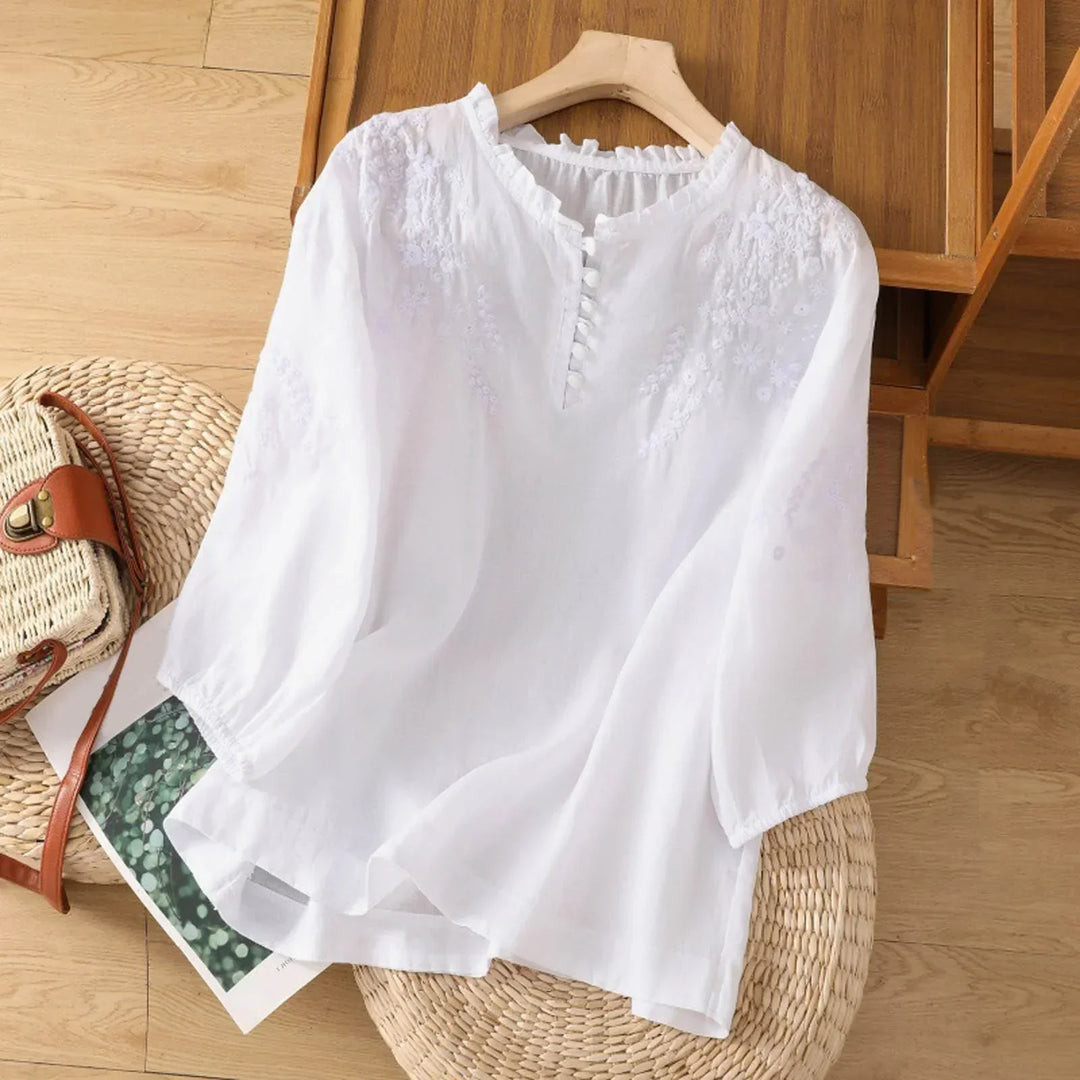 Sue | Floral Button-Front Blouse