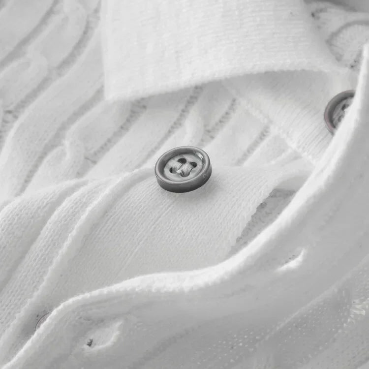 Loric | Men’s Cable-Knit Polo Shirt