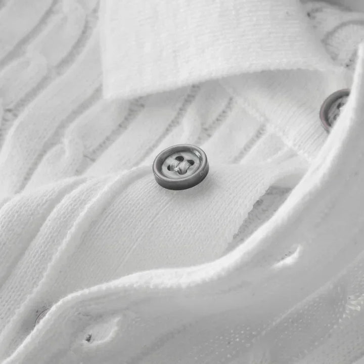 Loric | Men’s Cable-Knit Polo Shirt
