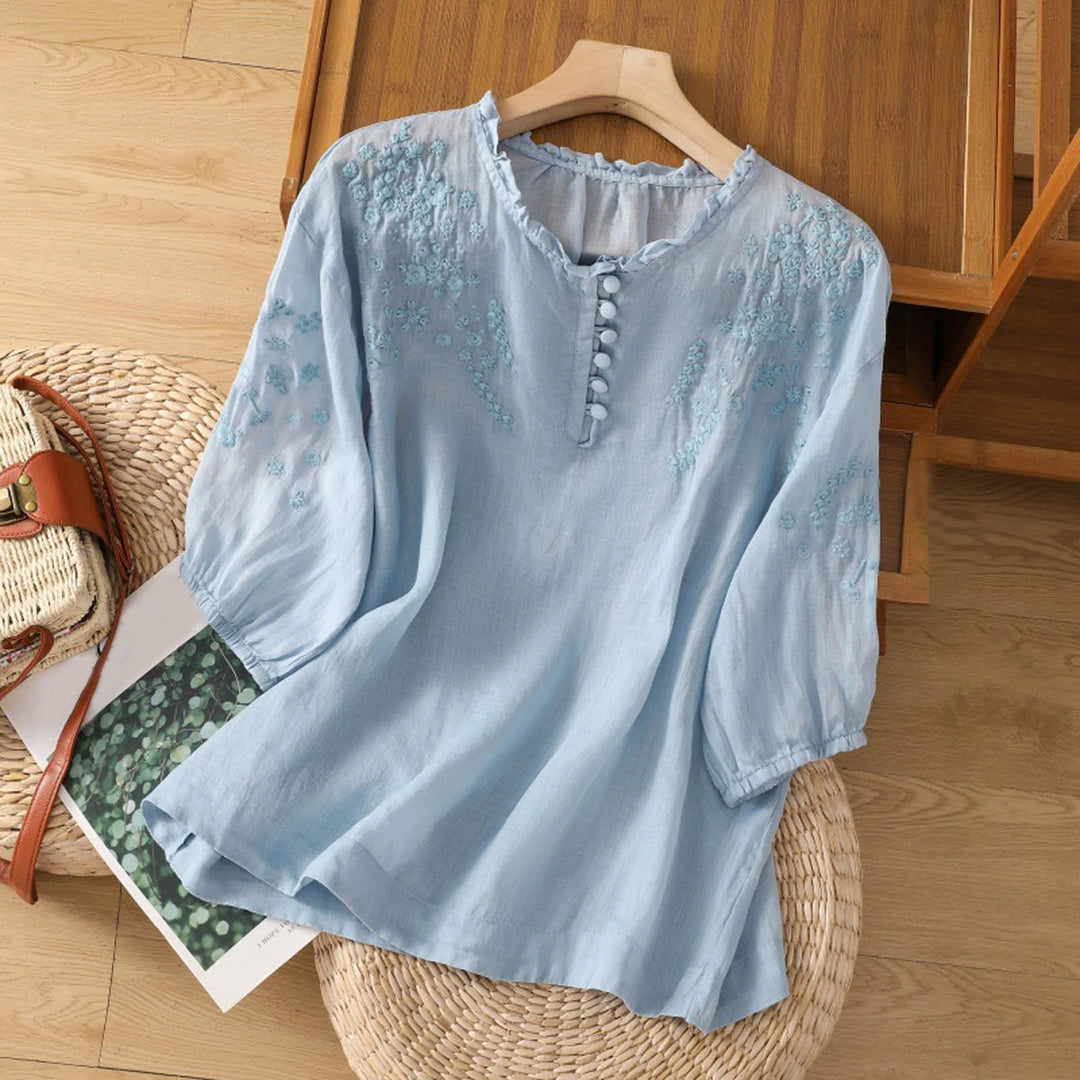 Sue | Floral Button-Front Blouse