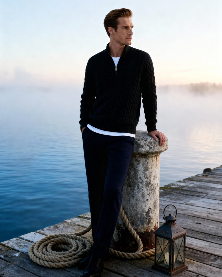 Rowan | Men’s Half-Zip Cotton Knit Jumper