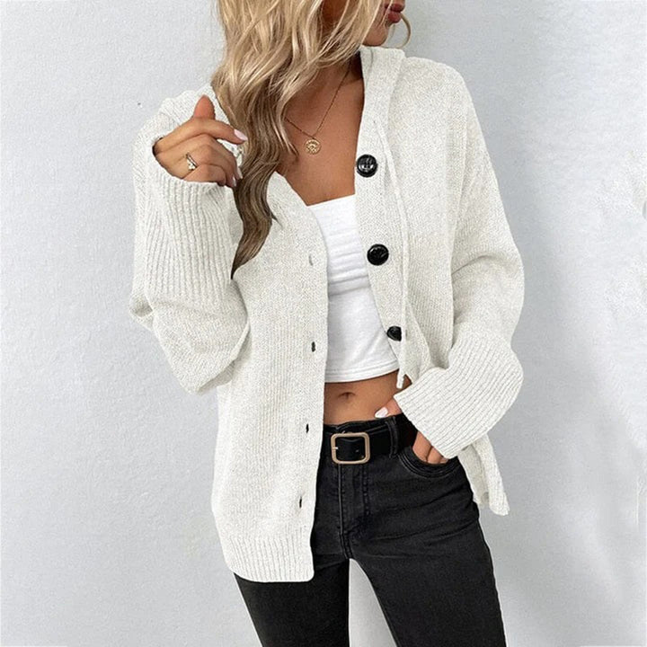 Hazel | Women's Hooded Knit Button Cardigan