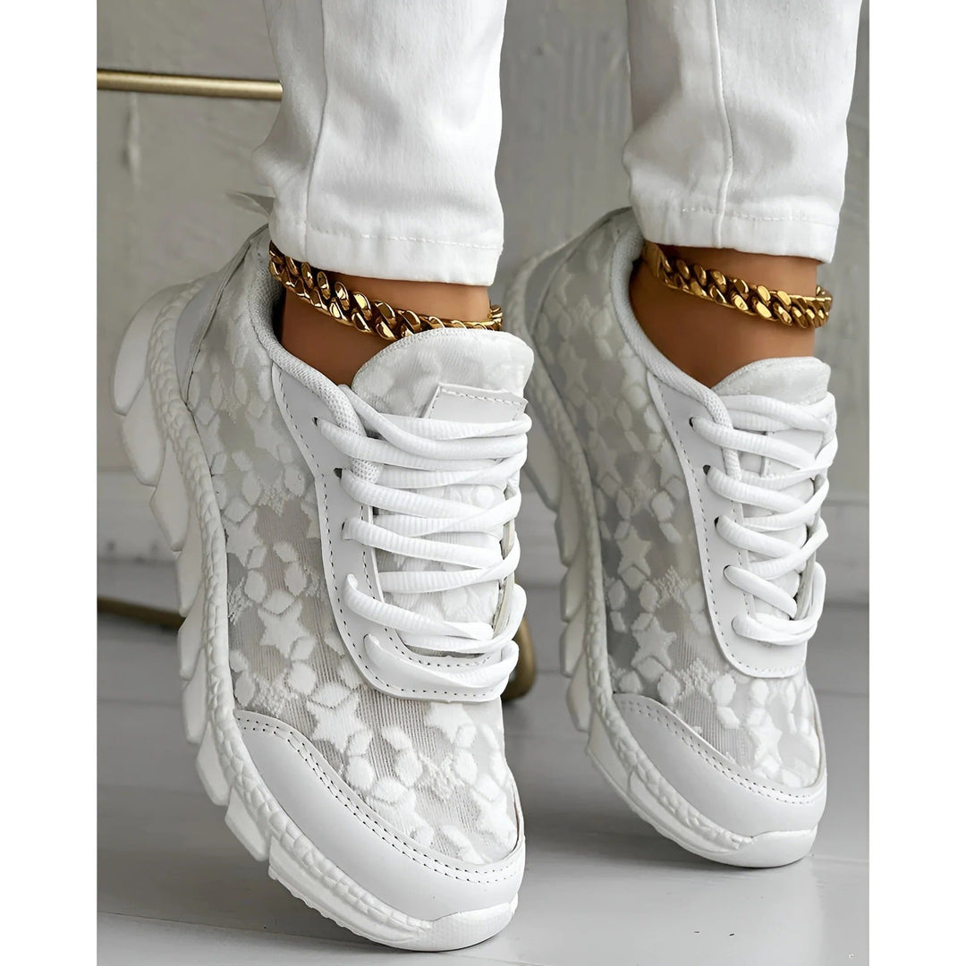 Nova | Women's White Lace Sneakers Casual Daily Trainers