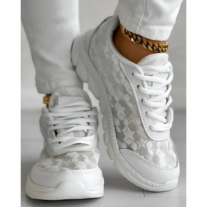 Nova | Women's White Lace Sneakers Casual Daily Trainers