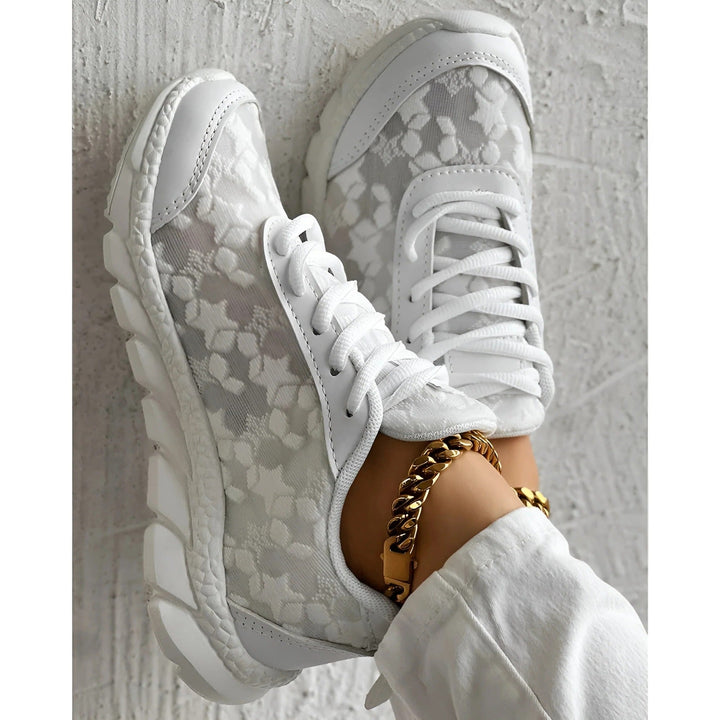 Nova | Women's White Lace Sneakers Casual Daily Trainers