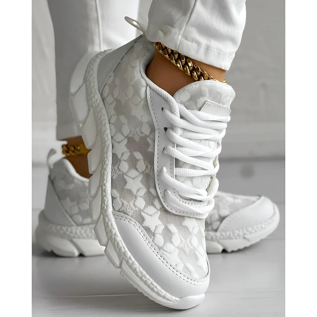 Nova | Women's White Lace Sneakers Casual Daily Trainers