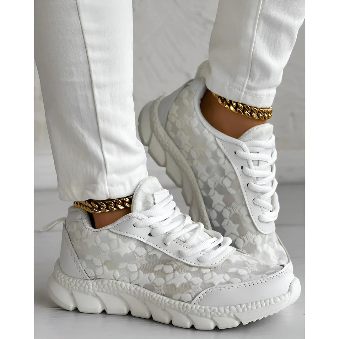 Nova | Women's White Lace Sneakers Casual Daily Trainers