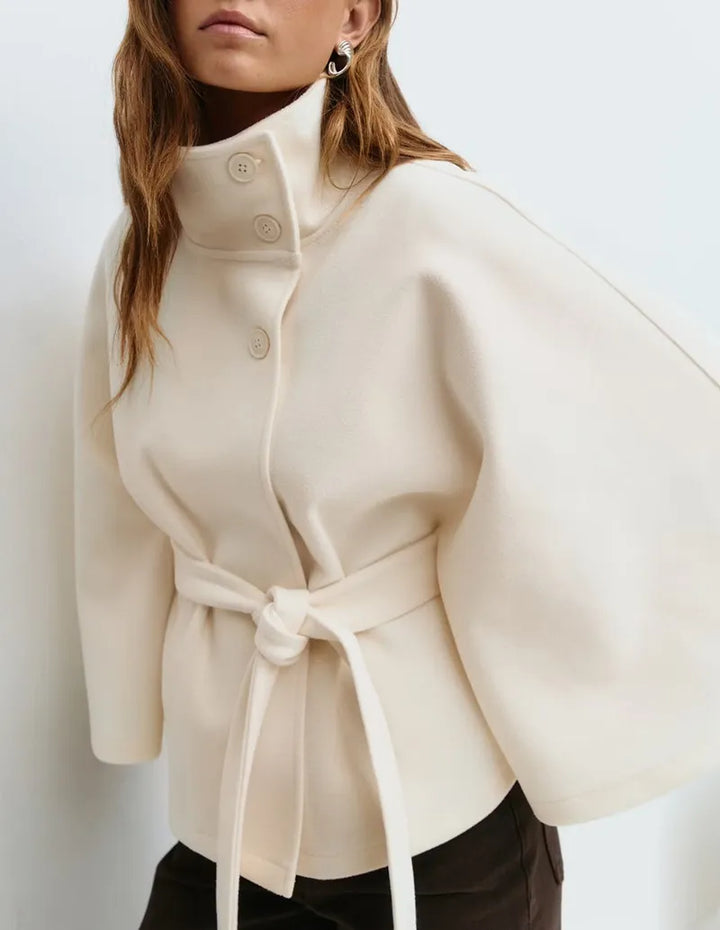 Daisy | Women’s Spring Belted High-Neck Cape Coat