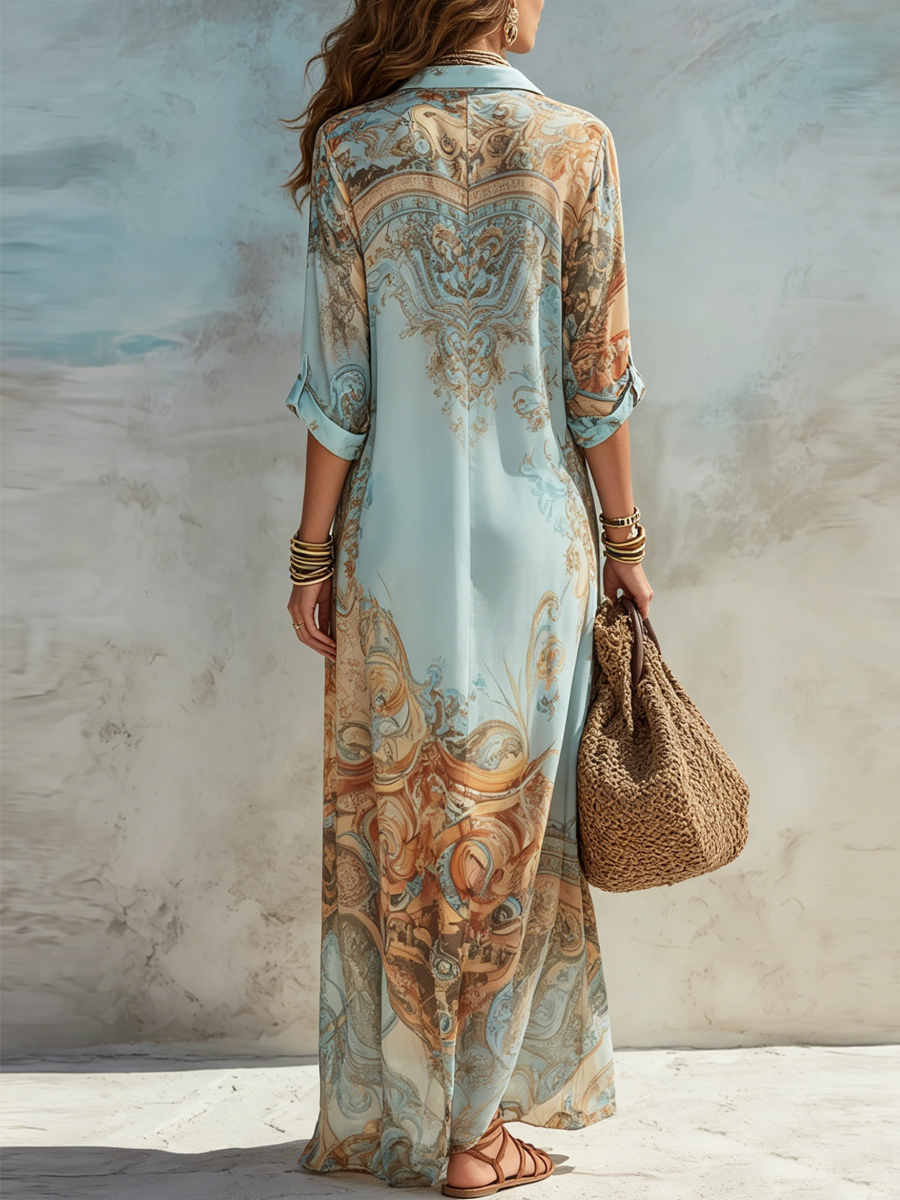 Sola | Mediterranean Maxi Blouse Dress