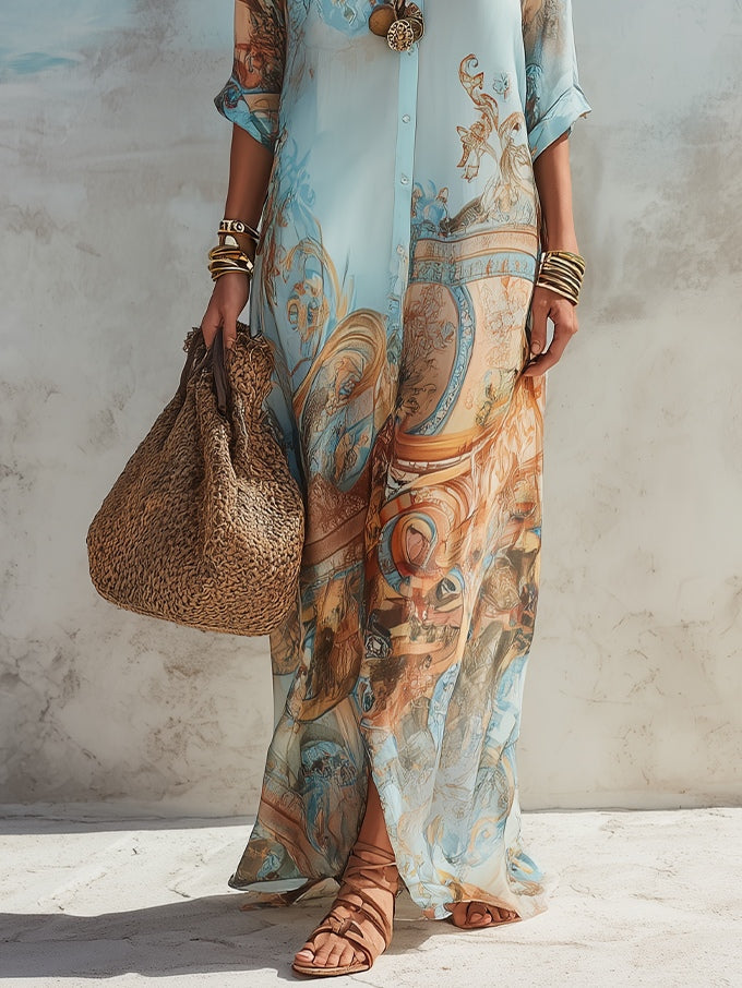 Sola | Mediterranean Maxi Blouse Dress