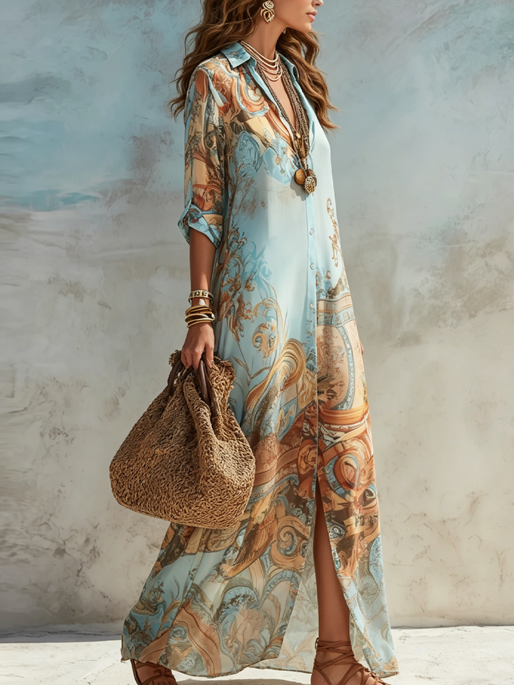 Sola | Mediterranean Maxi Blouse Dress