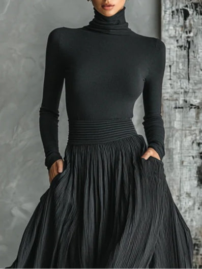 Violetta | Turtleneck & Pleated Skirt Set