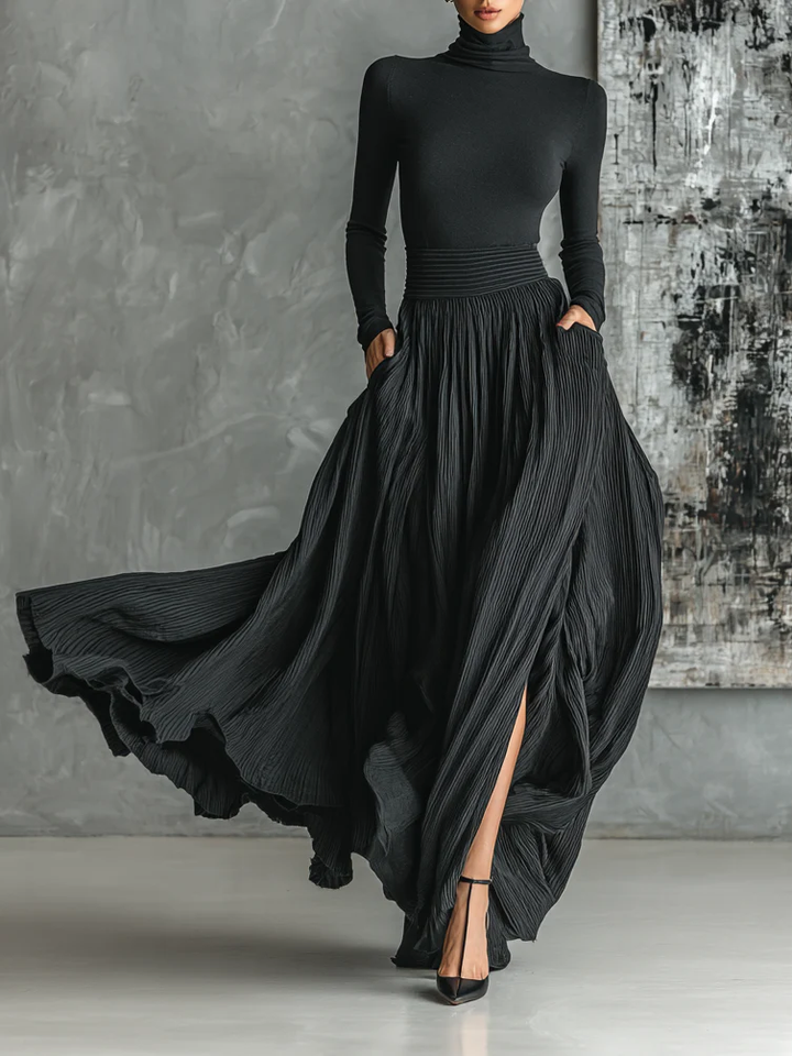 Violetta | Turtleneck & Pleated Skirt Set