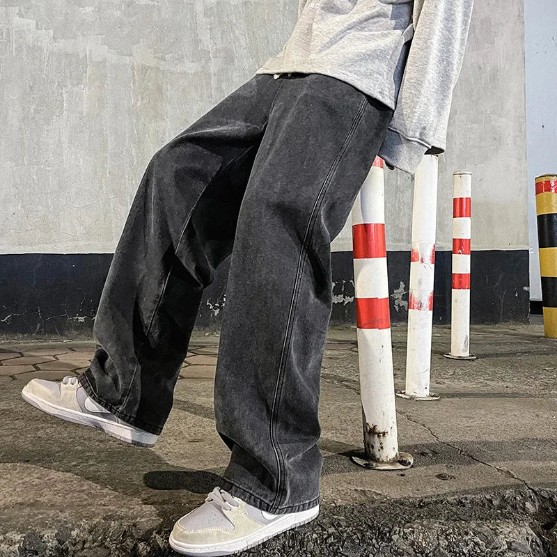 Kai | Men's Wide-Leg Loose Fit Korean Jeans
