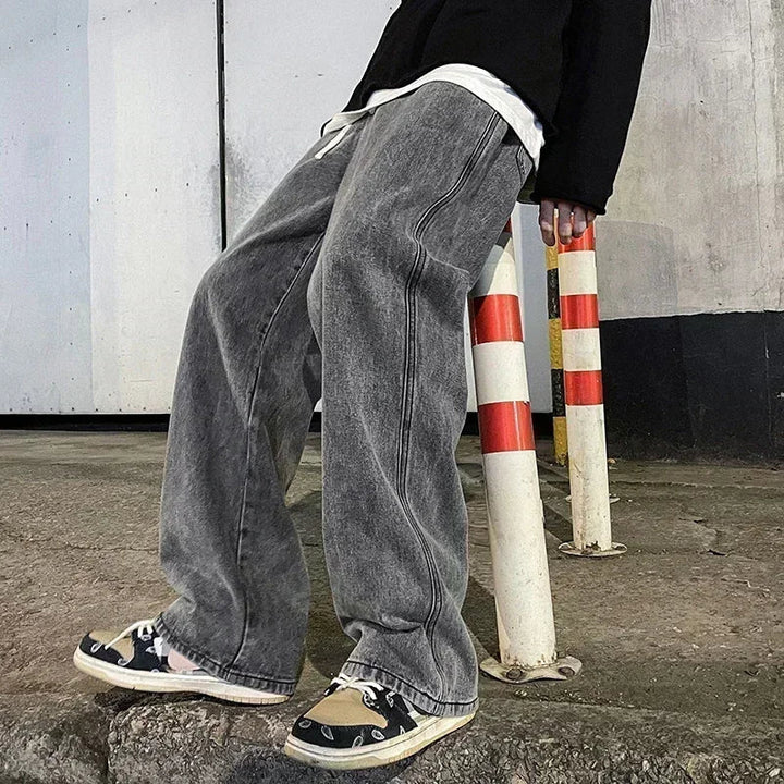 Kai | Men's Wide-Leg Loose Fit Korean Jeans