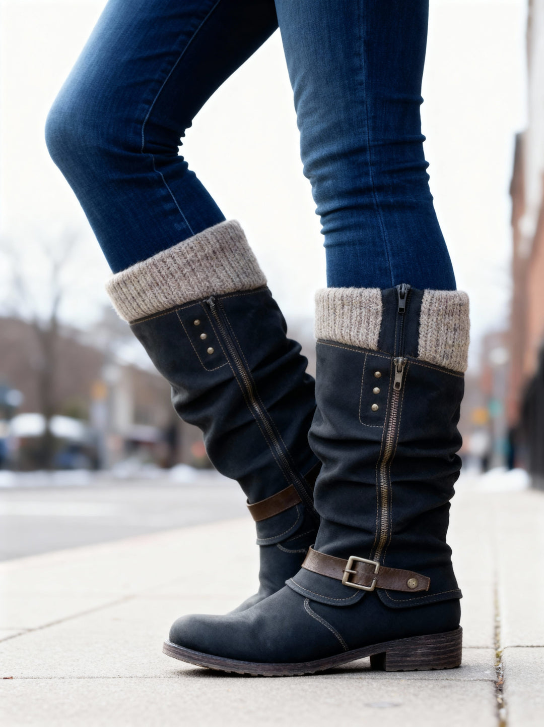 Louisa | Women's Mid-Calf Slouch Boots with Buckle