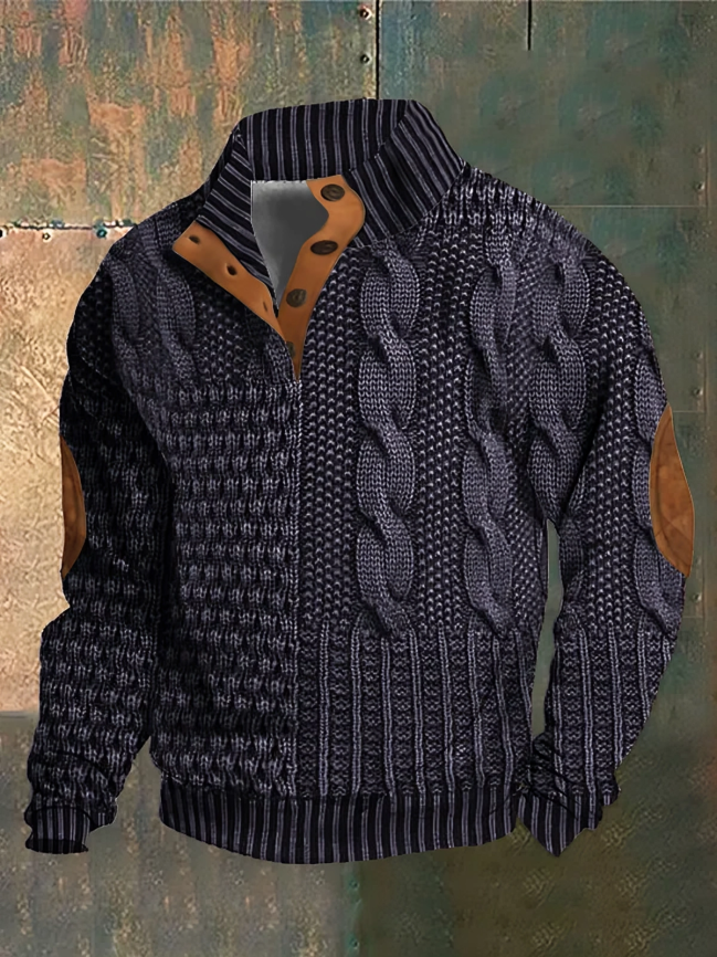Orson | Men’s Patchwork Knit Crew Neck Jumper