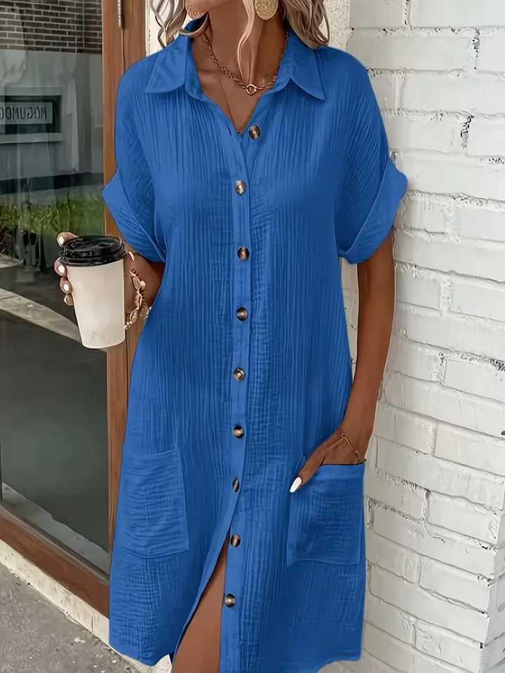 Marlena | Cotton Gauze Button-Front Shirt Dress
