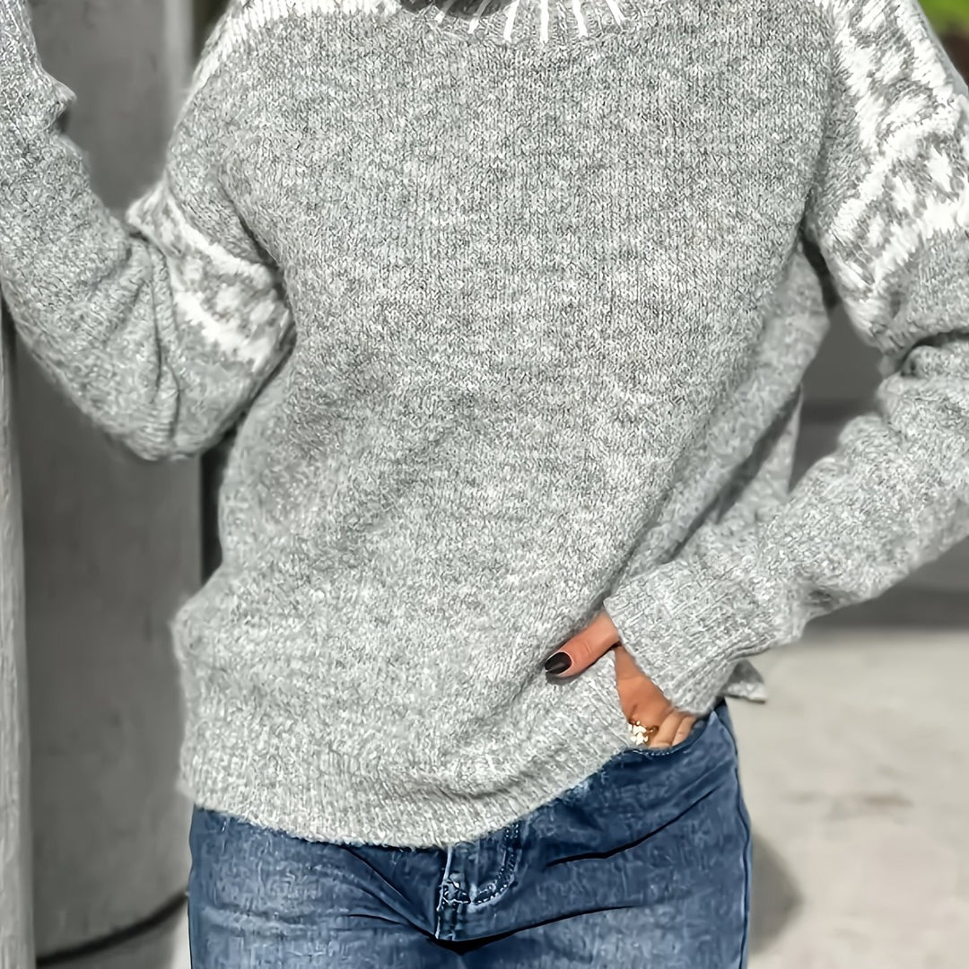 Elena | Jacquard Half-Turtleneck Jumper