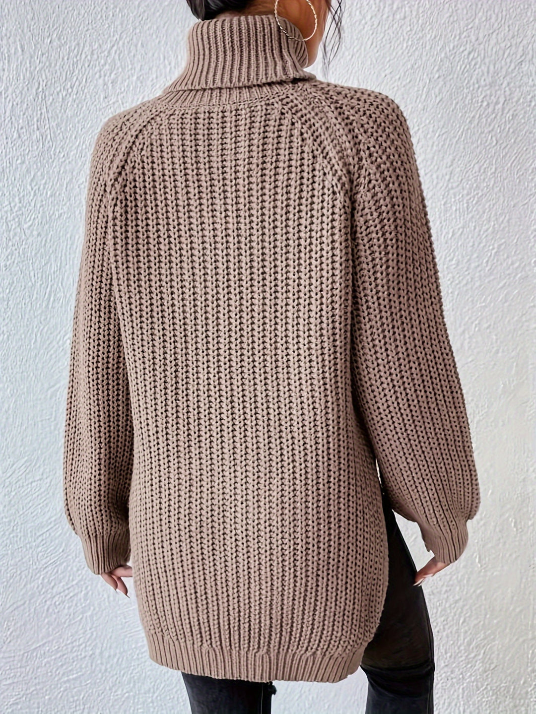 Marlowe | High-Neck Slit-Hem Ribbed Jumper