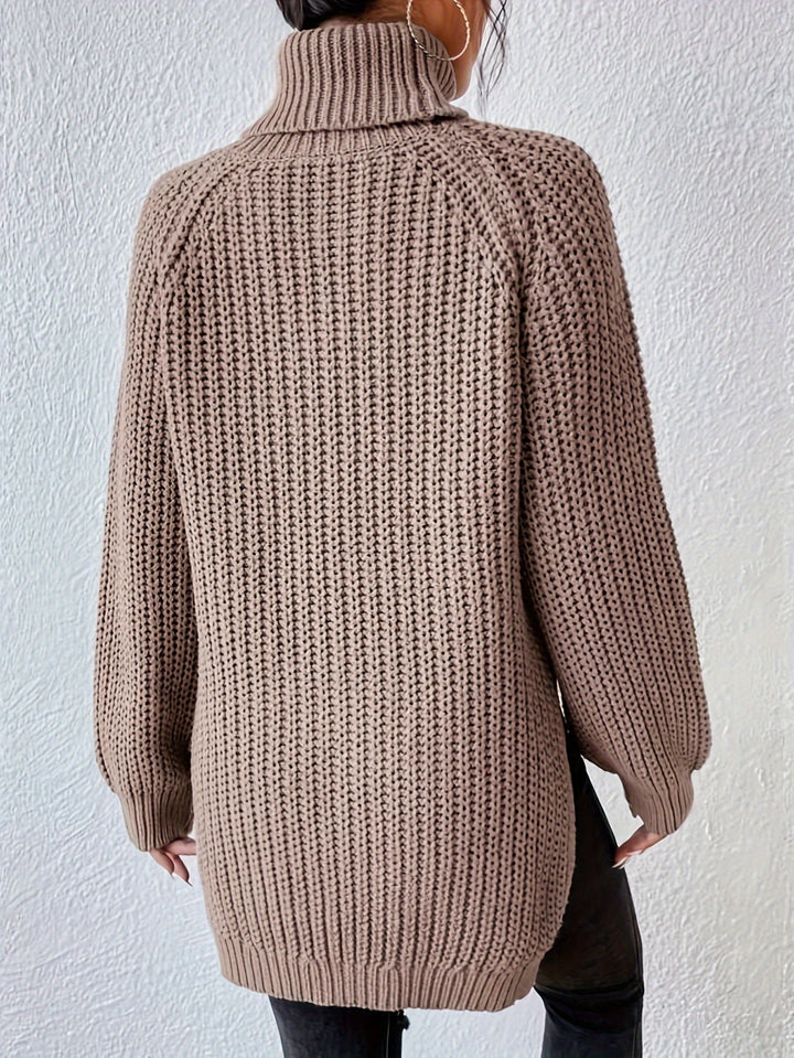 Marlowe | High-Neck Slit-Hem Ribbed Jumper