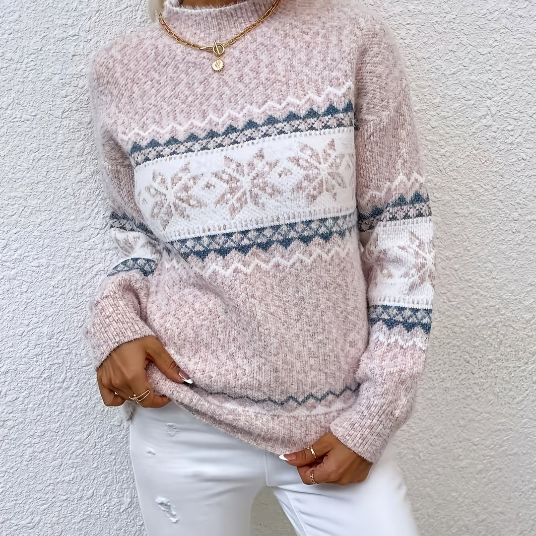 Sienna | Geometric Pattern Round-Neck Jumper