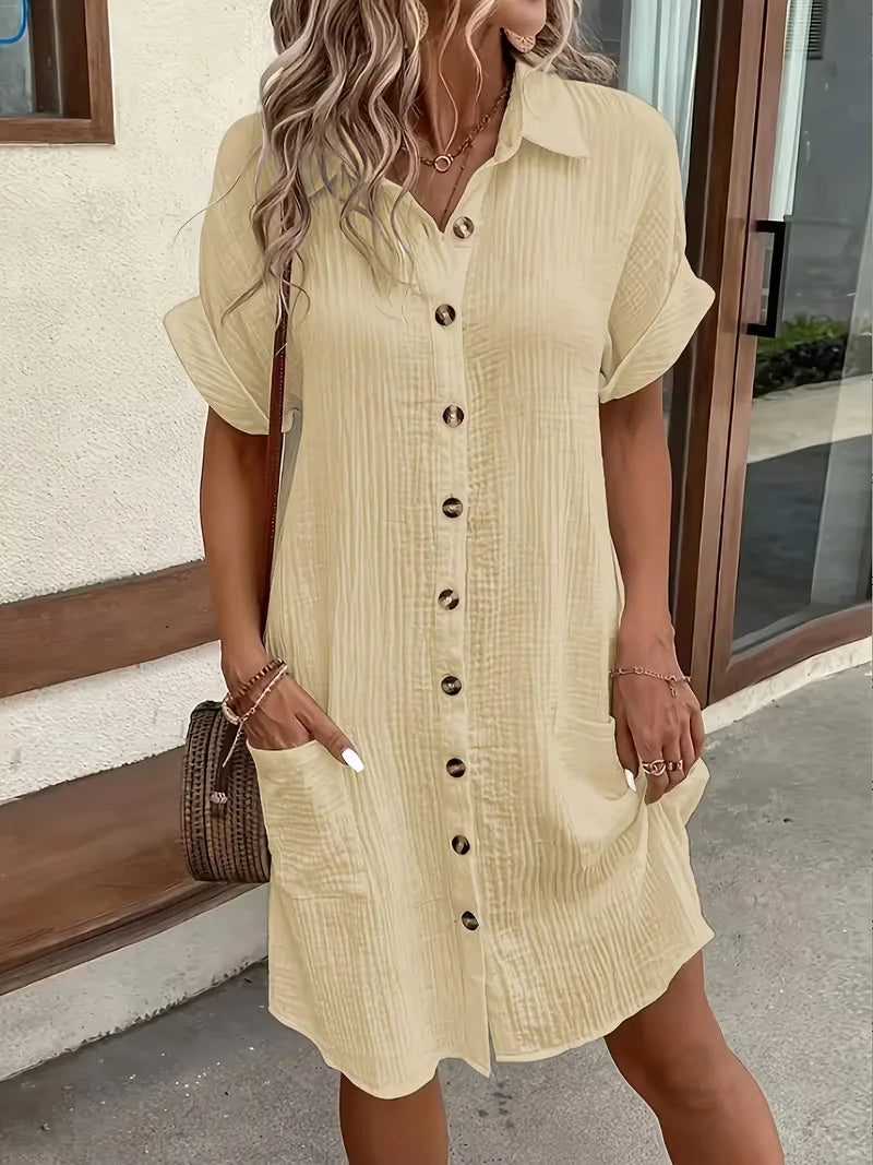 Marlena | Cotton Gauze Button-Front Shirt Dress