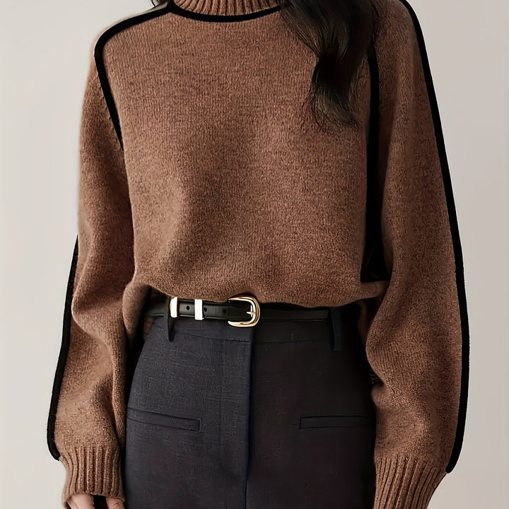 Clara | Colour Block Round-Neck Pullover Sweater