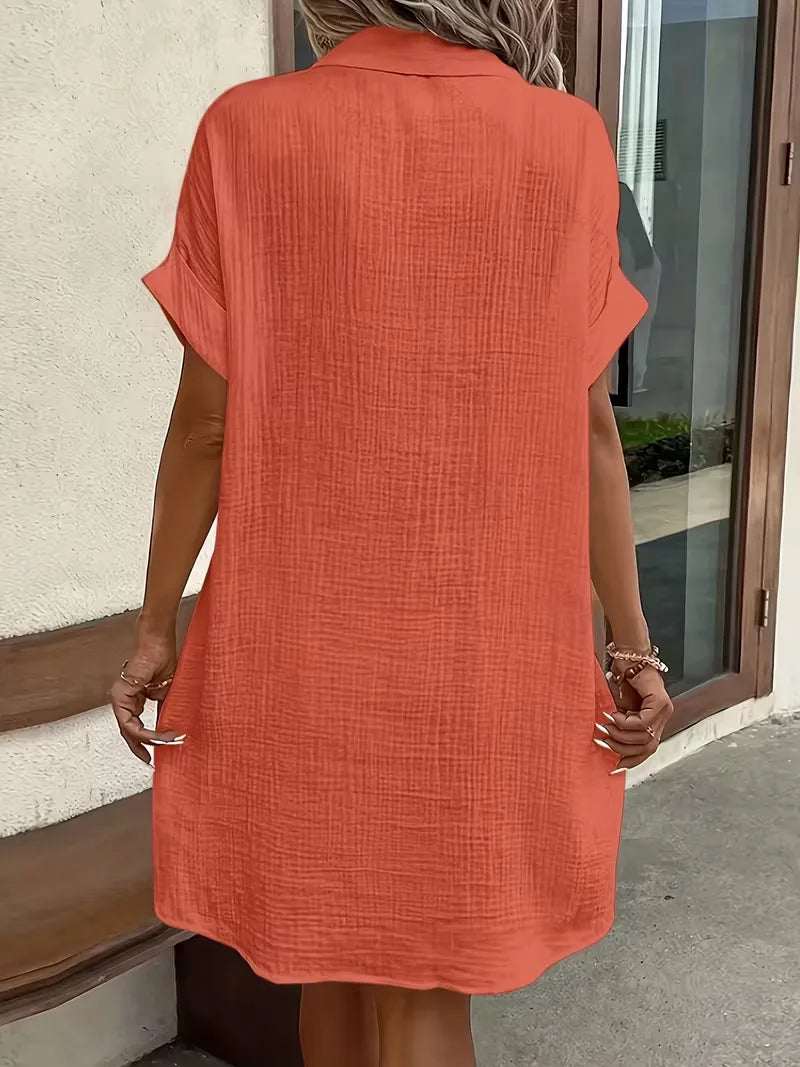 Marlena | Cotton Gauze Button-Front Shirt Dress