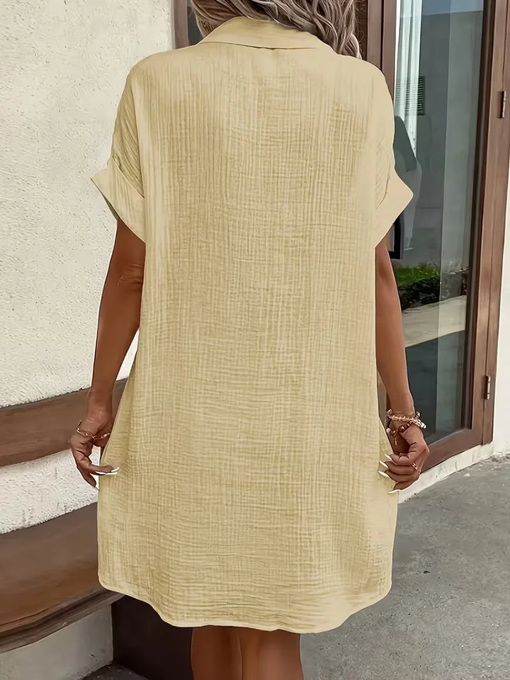 Marlena | Cotton Gauze Button-Front Shirt Dress