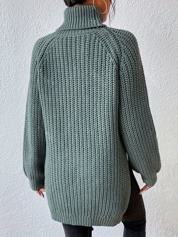 Marlowe | High-Neck Slit-Hem Ribbed Jumper