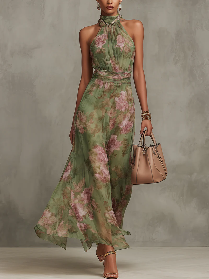 Vivienne | Floral Halter Maxi Dress