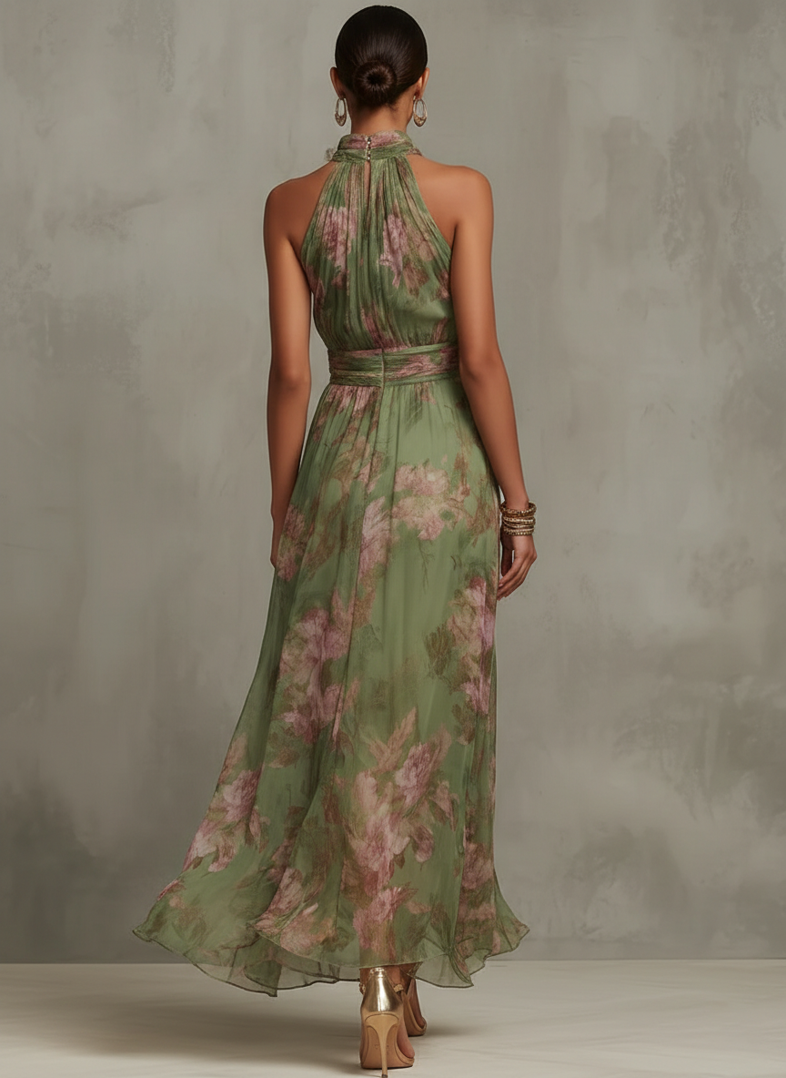 Vivienne | Floral Halter Maxi Dress