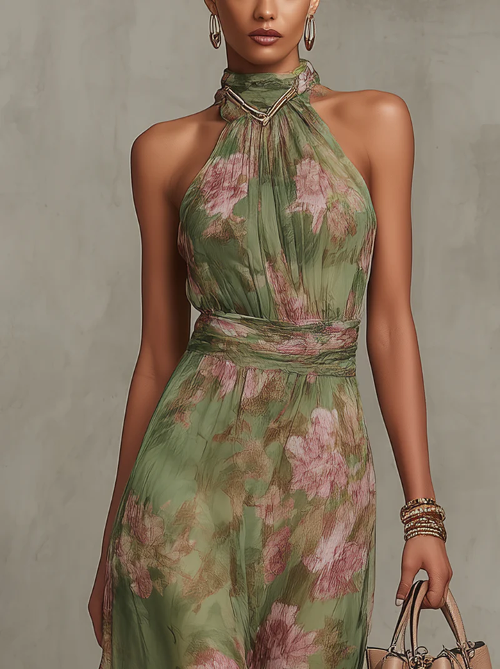 Vivienne | Floral Halter Maxi Dress