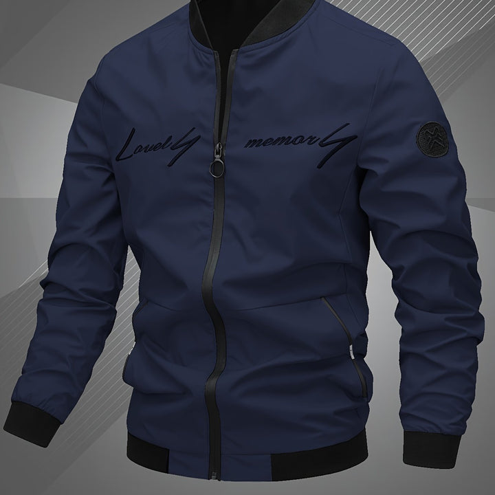 Elliot | Men’s Zip Bomber Jacket with Embroidered Detail