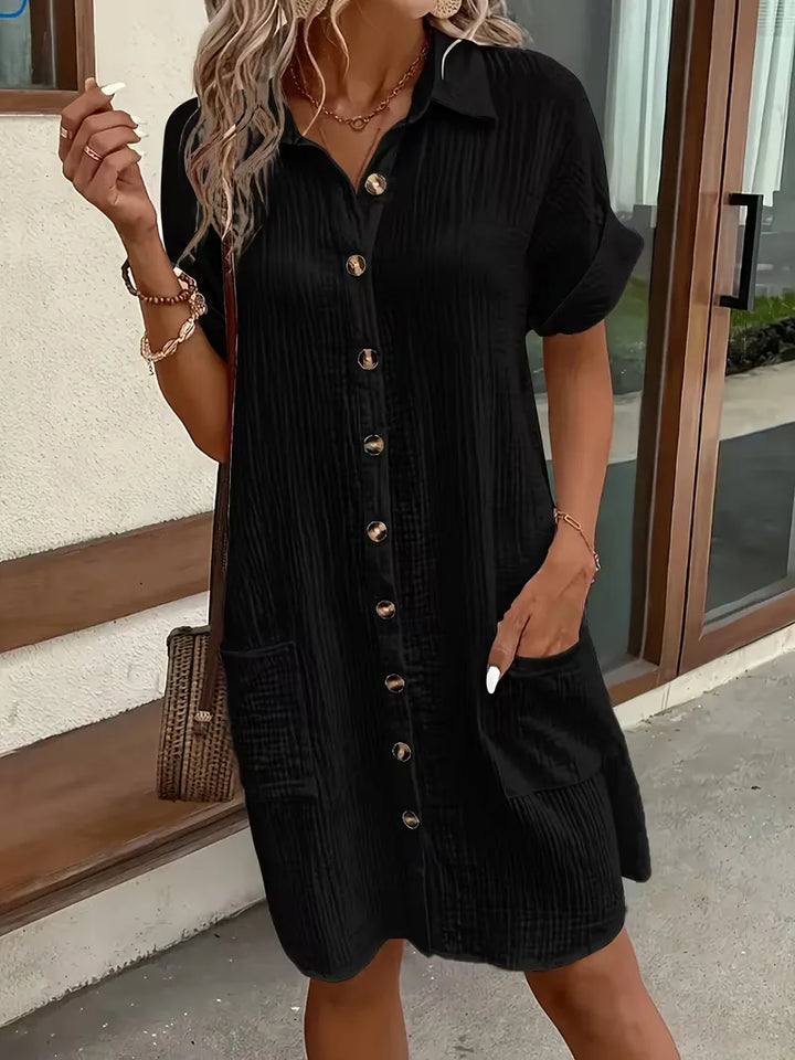 Marlena | Cotton Gauze Button-Front Shirt Dress