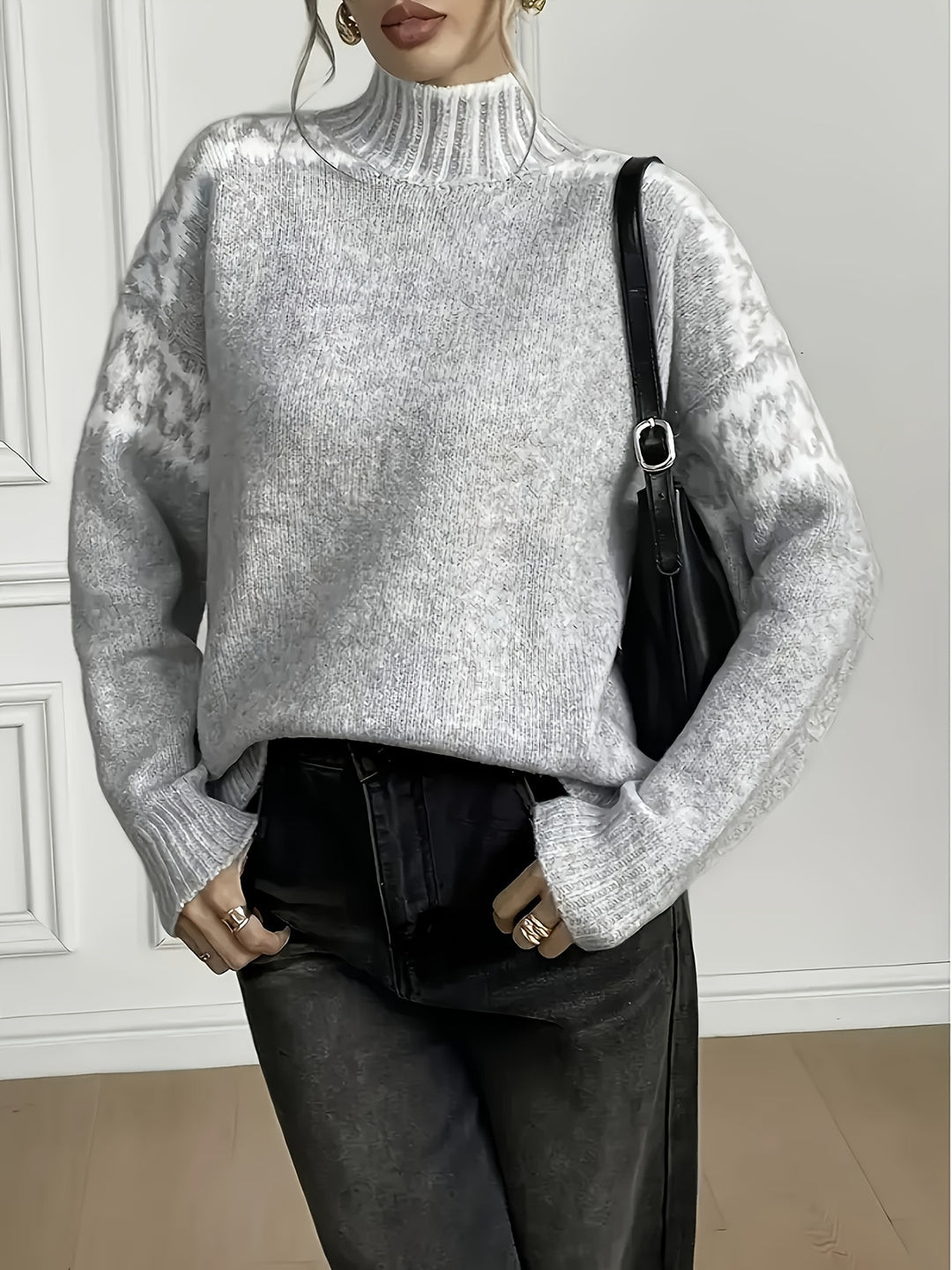 Elena | Jacquard Half-Turtleneck Jumper