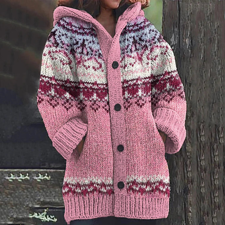 Women's Nordic Hooded Knit Cardigan
