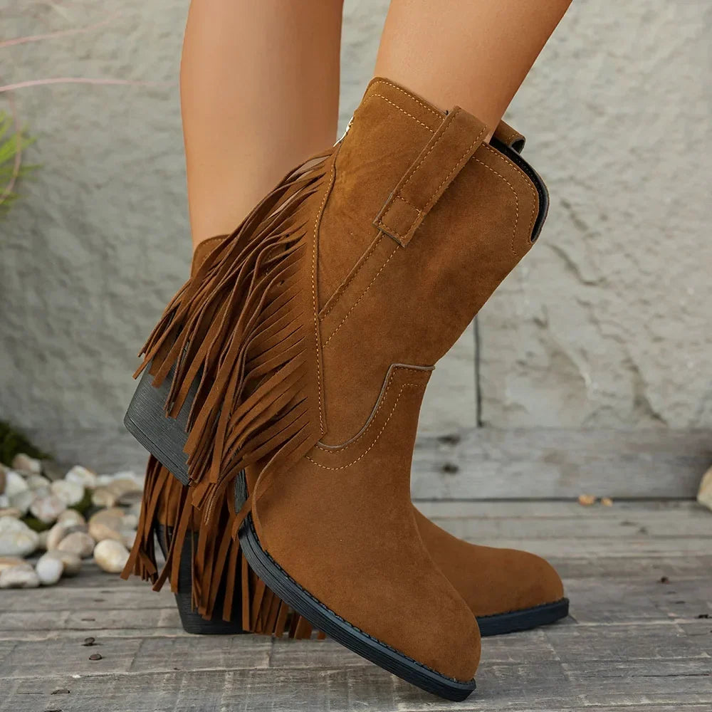 Bexley | Women's Wide Calf Western Fringe Cowboy Boots