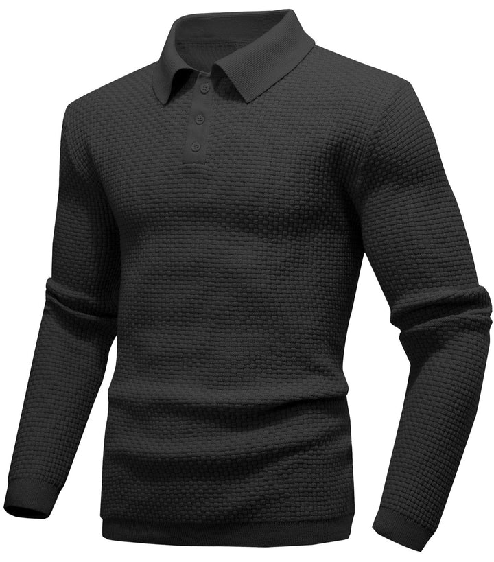 Alaric | Men’s Textured Long-Sleeve Polo Shirt
