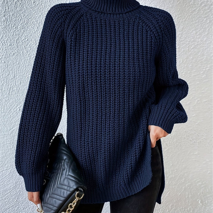 Marlowe | High-Neck Slit-Hem Ribbed Jumper