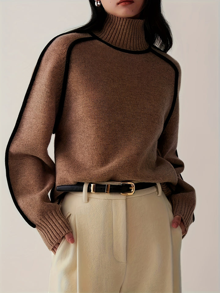 Clara | Colour Block Round-Neck Pullover Sweater