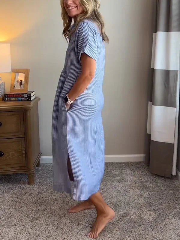 Clara | Relaxed Striped Button Dress