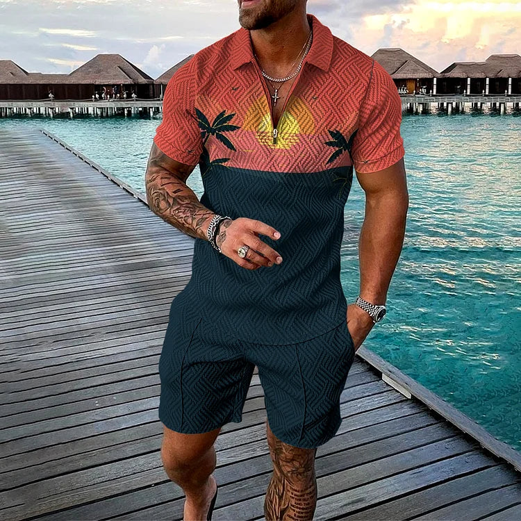 BEN | POLO SHIRT & SHORTS SET IN CABANA STYLE