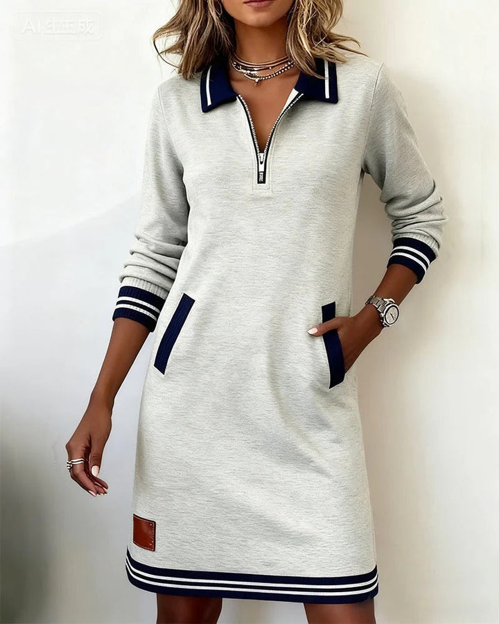Annora | Zip-Front Collared Midi Dress