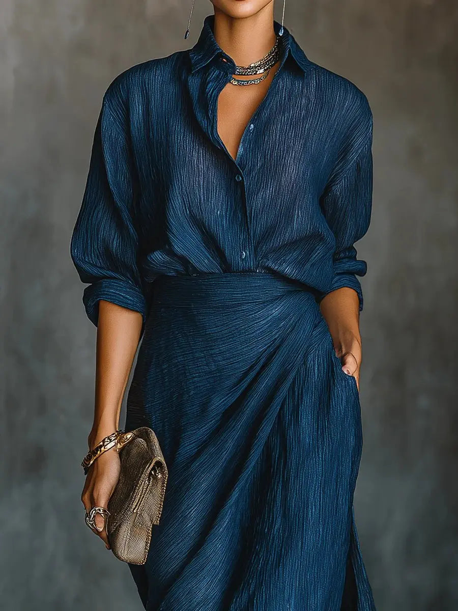 Elara | V-Neck Cotton-Linen Blend Maxi Dress