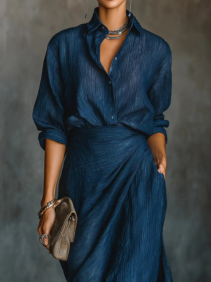Elara | V-Neck Cotton-Linen Blend Maxi Dress